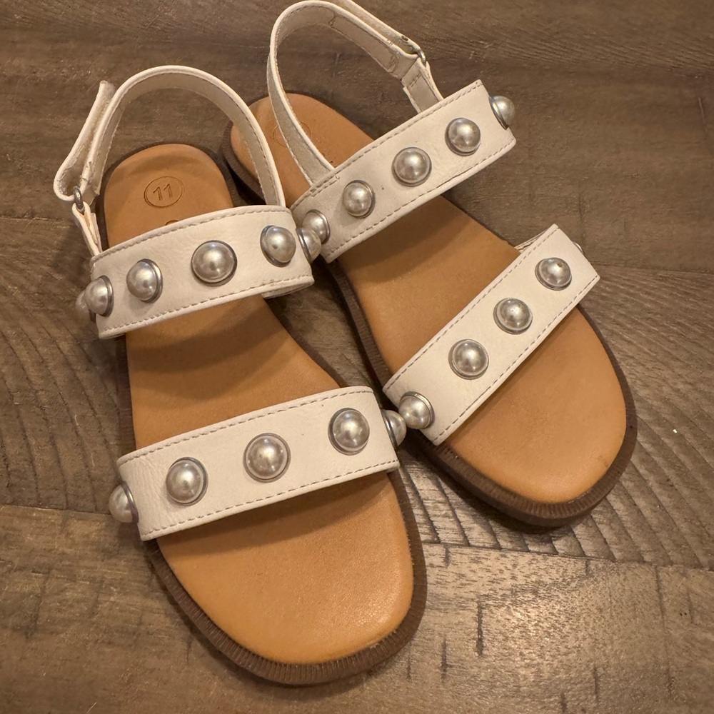 Cat & Jack White Sandals with Silver Accents
